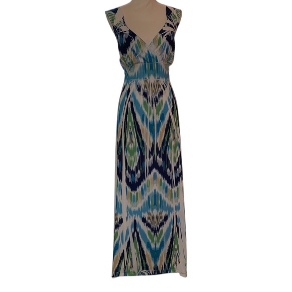 Fresh of LA Maxi Dress w/Wide Straps in Shades of Blue, Tan, and White.  Size 2X - Picture 1 of 5